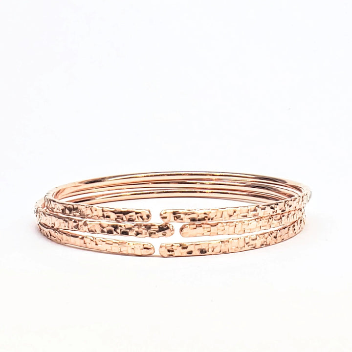As Seen In Brides-Bare Copper Partially Hammer Textured Bangle Alexa Martha Designs