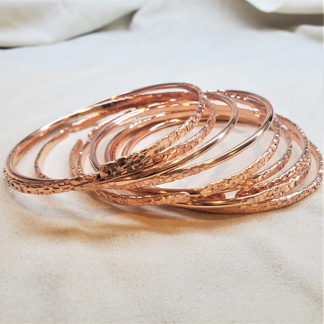 As Seen In Brides-Bare Copper Hammer Textured Bangle Now 3 Sizes - Bangles /Bracelets - Alexa Martha Designs   