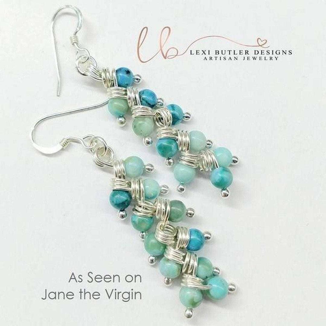 AMD1074As Seen On TV Jane The Virgin Silver Turquoise Wire Wrapped EarringsJewelryEarrings$ 140.00Alexa Martha Designs