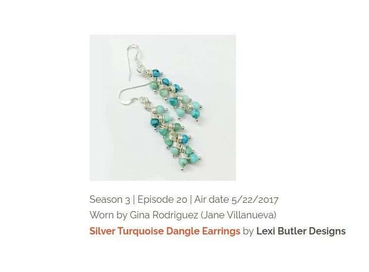AMD1074As Seen On TV Jane The Virgin Silver Turquoise Wire Wrapped EarringsJewelryEarrings$ 140.00Alexa Martha Designs