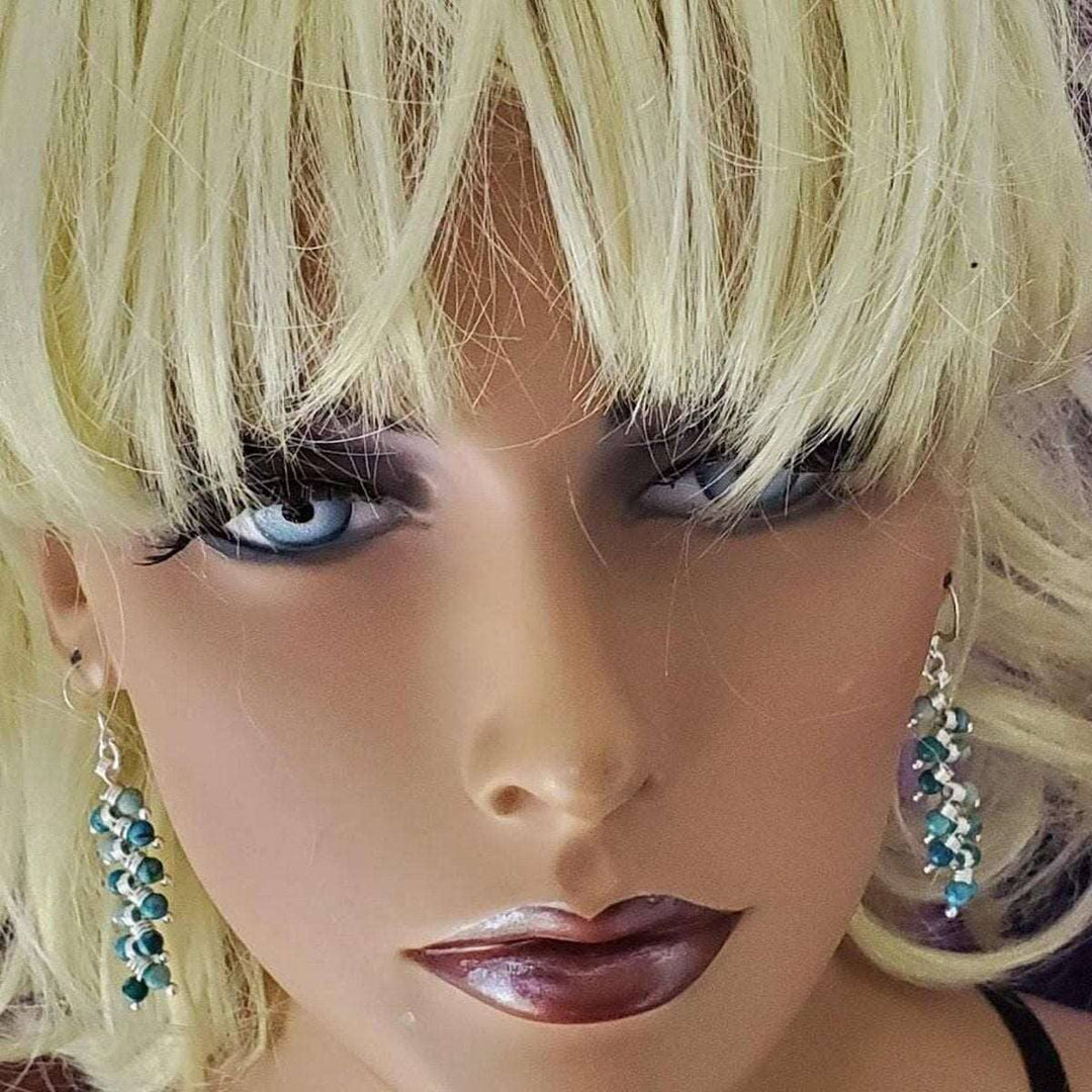 AMD1074As Seen On TV Jane The Virgin Silver Turquoise Wire Wrapped EarringsJewelryEarrings$ 140.00Alexa Martha Designs