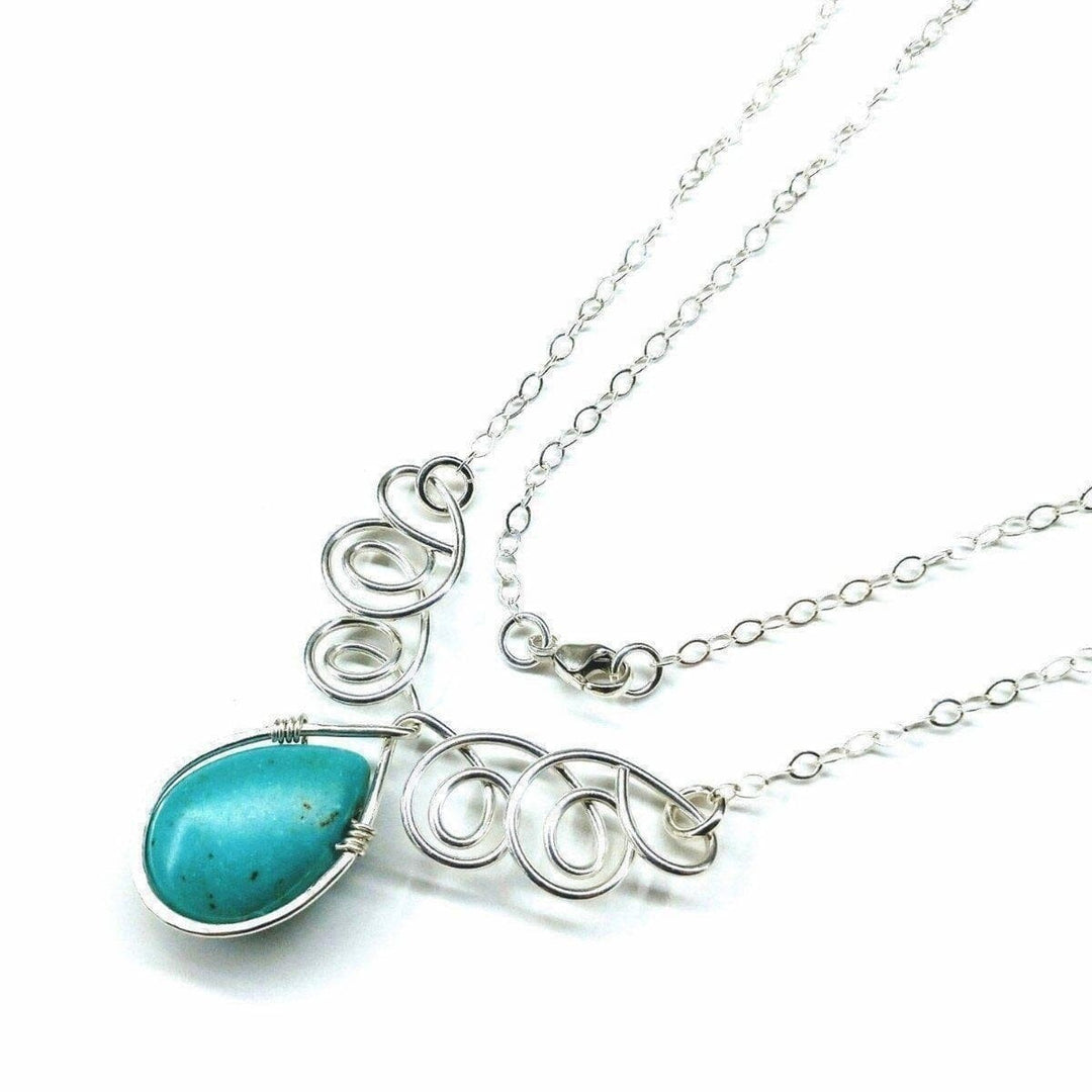 As Seen On TV Turquoise Drop Sterling Silver Wire Wrapped Necklace - Necklace - Alexa Martha Designs   