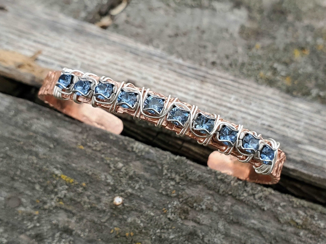 Battered For A Purpose Copper Rhinestone Cuff Bangle - Bangles /Bracelets - Alexa Martha Designs   