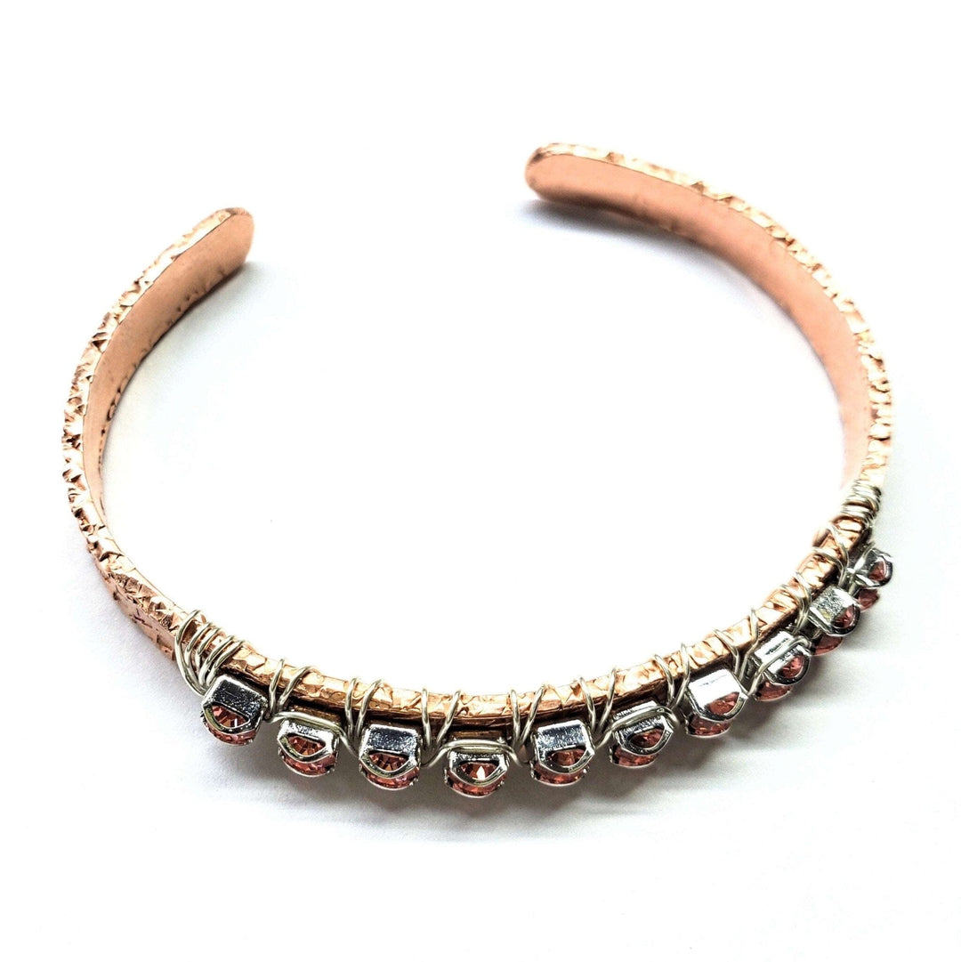 Battered For A Purpose Copper Rhinestone Cuff Bangle - Bangles /Bracelets - Alexa Martha Designs   