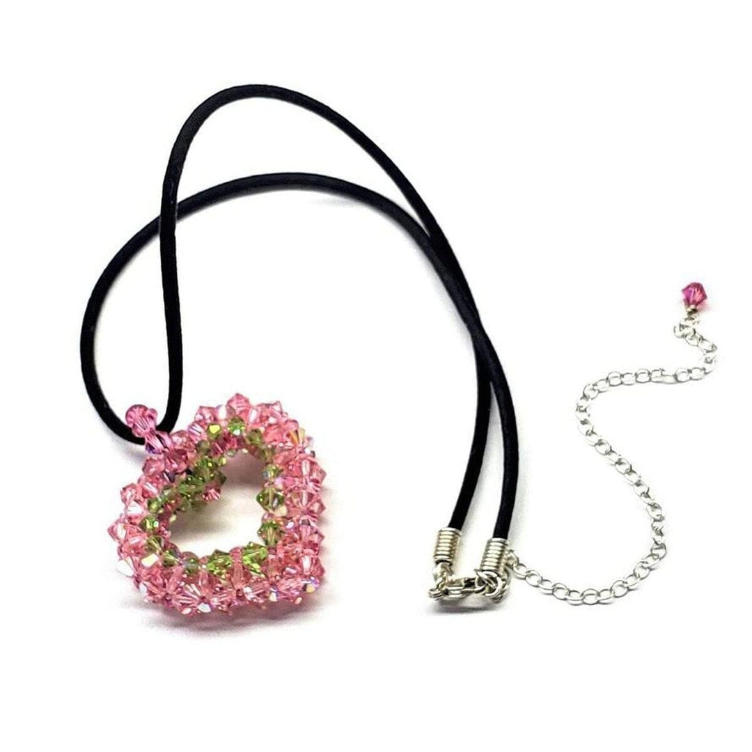 Beaded Open 3-D Crystal Heart Necklace - Necklace - Alexa Martha Designs   