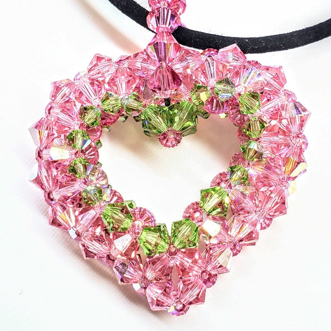 Beaded Open 3-D Crystal Heart Necklace - Necklace - Alexa Martha Designs   