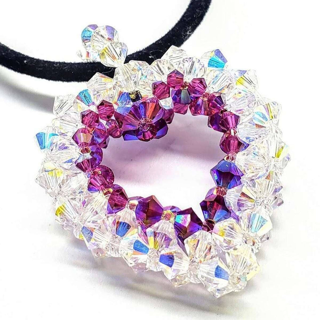 Beaded Open 3-D Crystal Heart Necklace Alexa Martha Designs