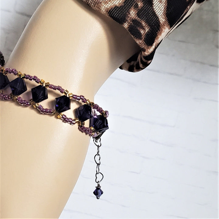 Beaded Purple Haze Rivoli Crystal  Bracelet Alexa Martha Designs
