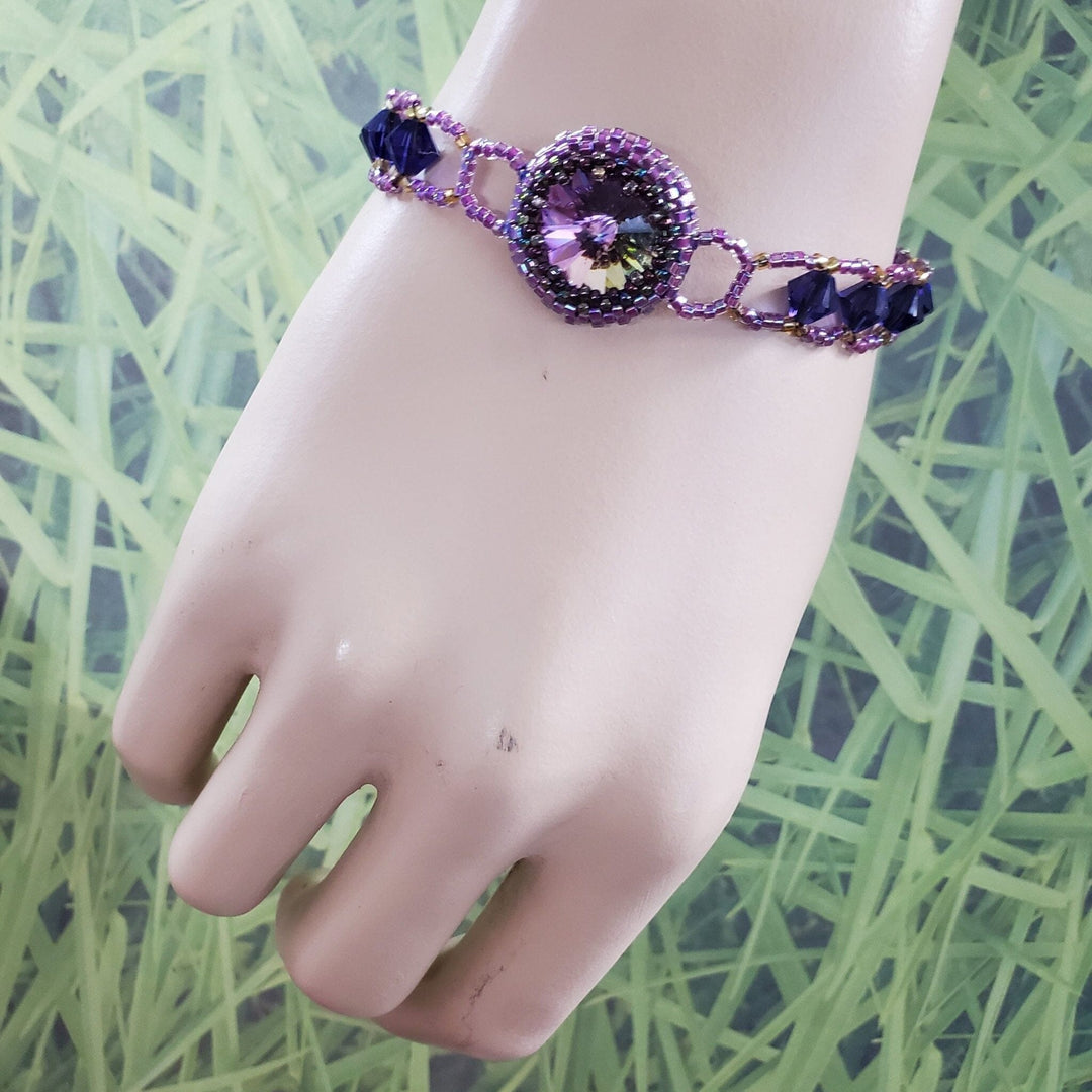 Bead-Woven  Purple Haze Rivoli Crystal Bracelet-Only One - Bracelet - Alexa Martha Designs   