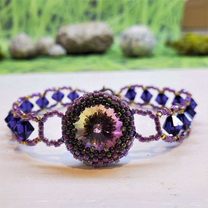 Bead-Woven  Purple Haze Rivoli Crystal Bracelet-Only One - Bracelet - Alexa Martha Designs   