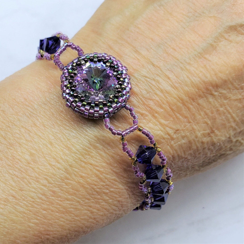 Bead-Woven  Purple Haze Rivoli Crystal Bracelet-Only One - Bracelet - Alexa Martha Designs   