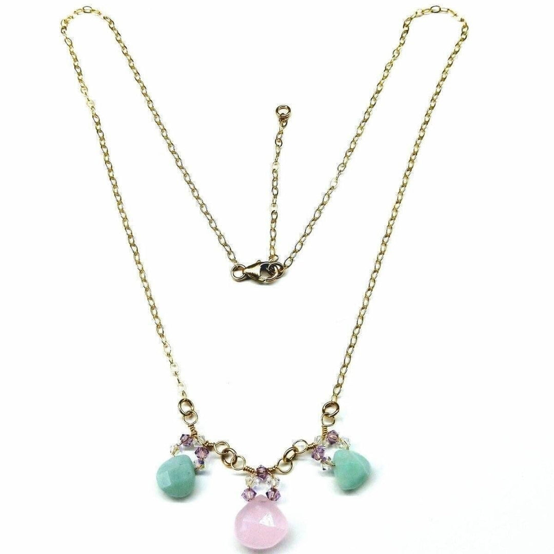 AMD1090Light Pink and Mint Gemstone 14 Kt Gold Filled Necklace JewelryNecklace$ 74.00Alexa Martha Designs