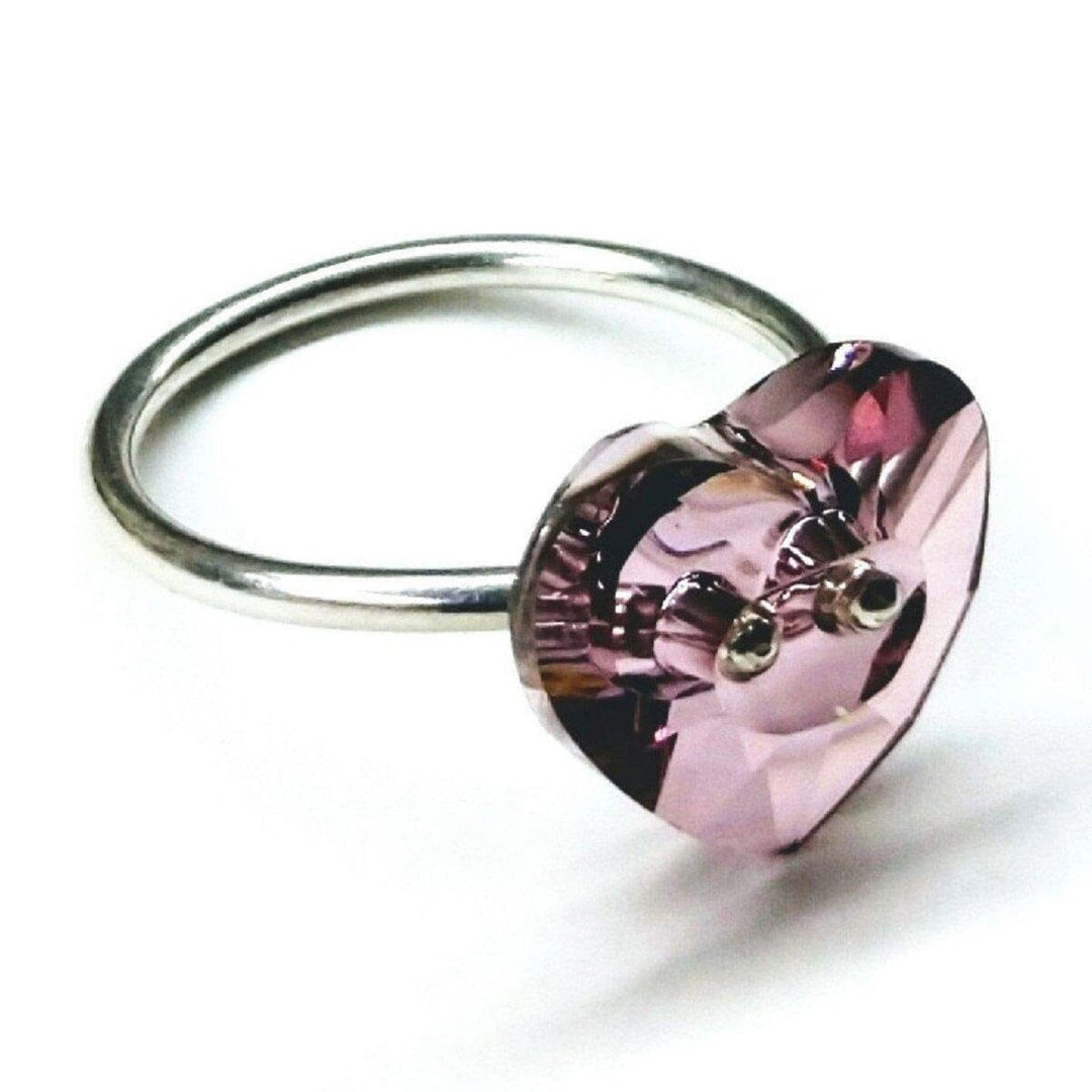 AMD1073Large Light Purple Heart Swarovski Crystal Shank Button Bling Ring JewelryRing$ 34.00Alexa Martha Designs