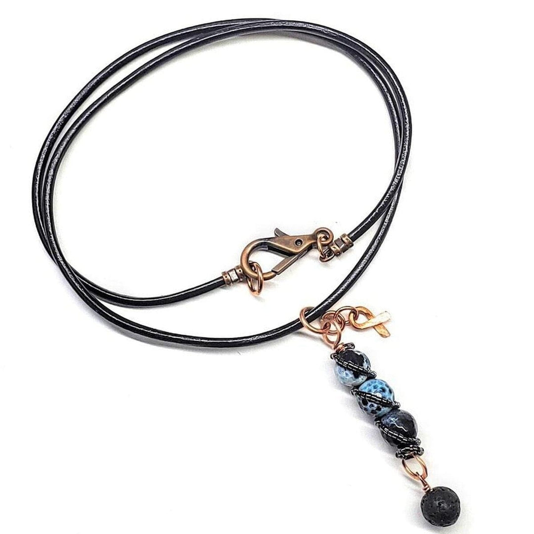Child Abuse Prevention Awareness Gemstone Pendant With Lava Rock Bead Charm Necklace Alexa Martha Designs