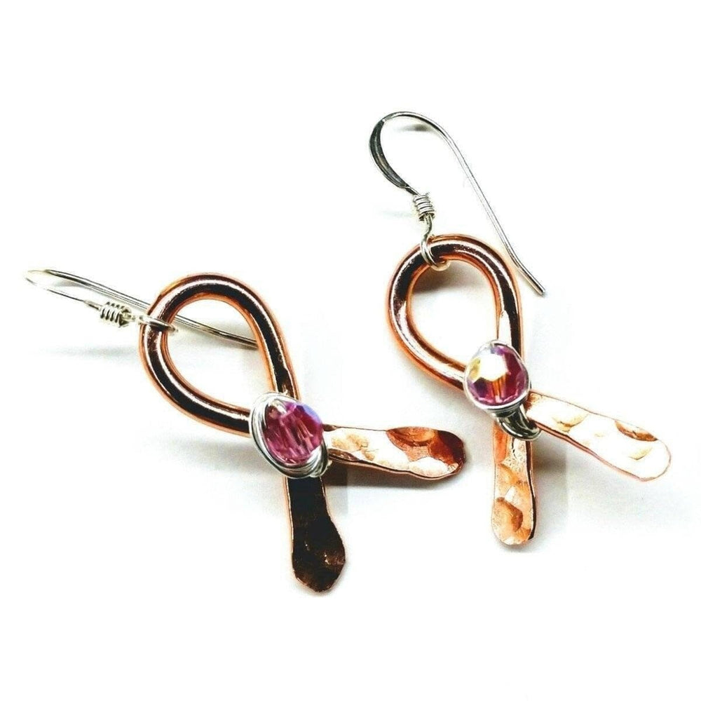 AMD1183 Copper Breast Cancer Awareness Ribbon Earrings - Earrings - Alexa Martha Designs   983825252399