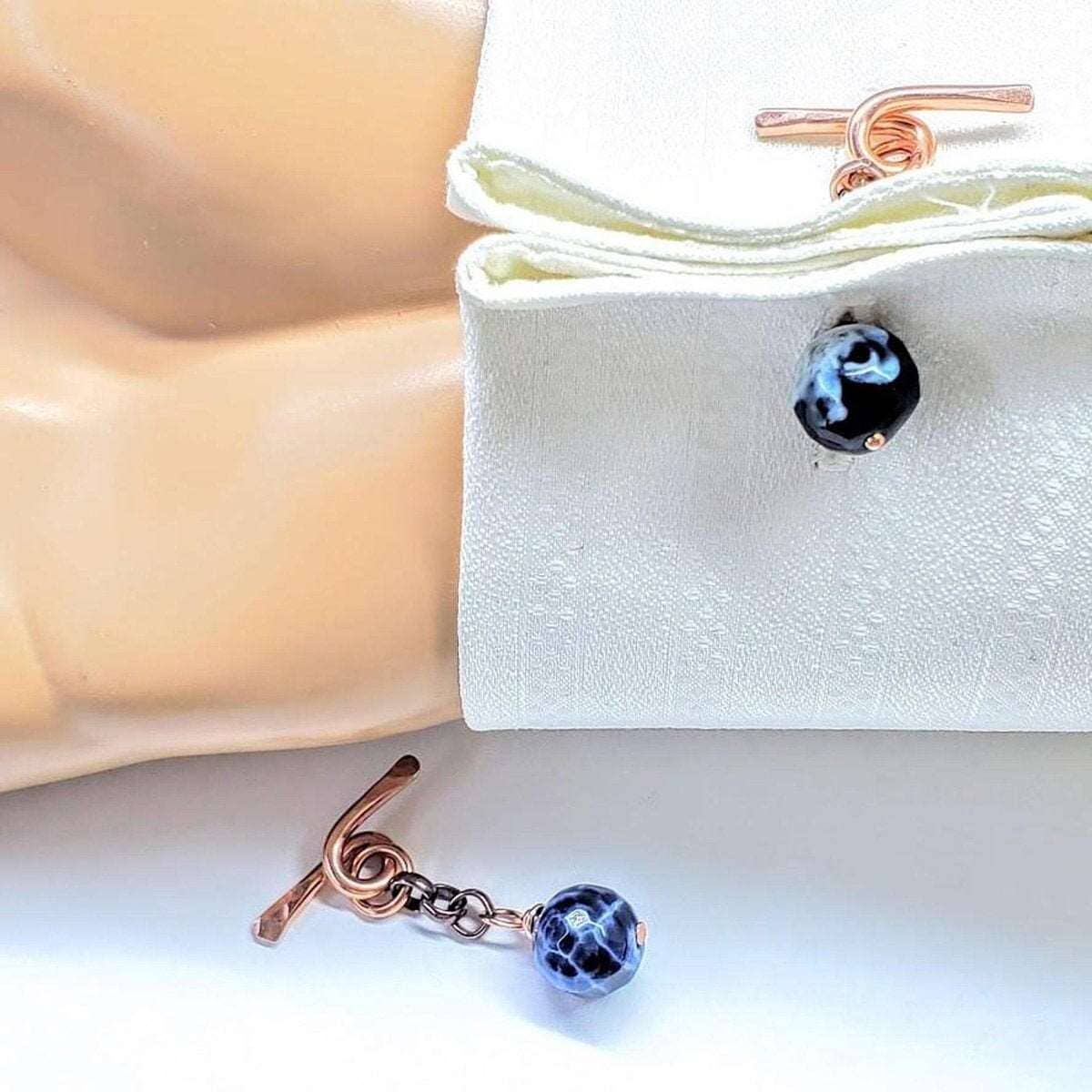 AMD1227 Copper Child Abuse Prevention Awareness Chain Cufflinks - Cufflinks - Alexa Martha Designs   