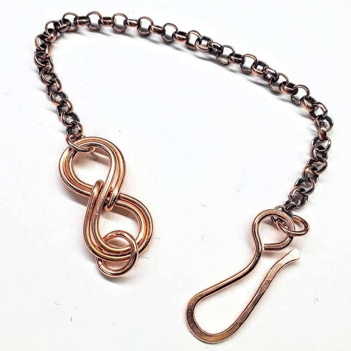 Copper Jewelry SET: Copper Chain Necklace and Bracelet, Handcrafted solid copper chain with infinity link clasp, unique jewelry orders gift set