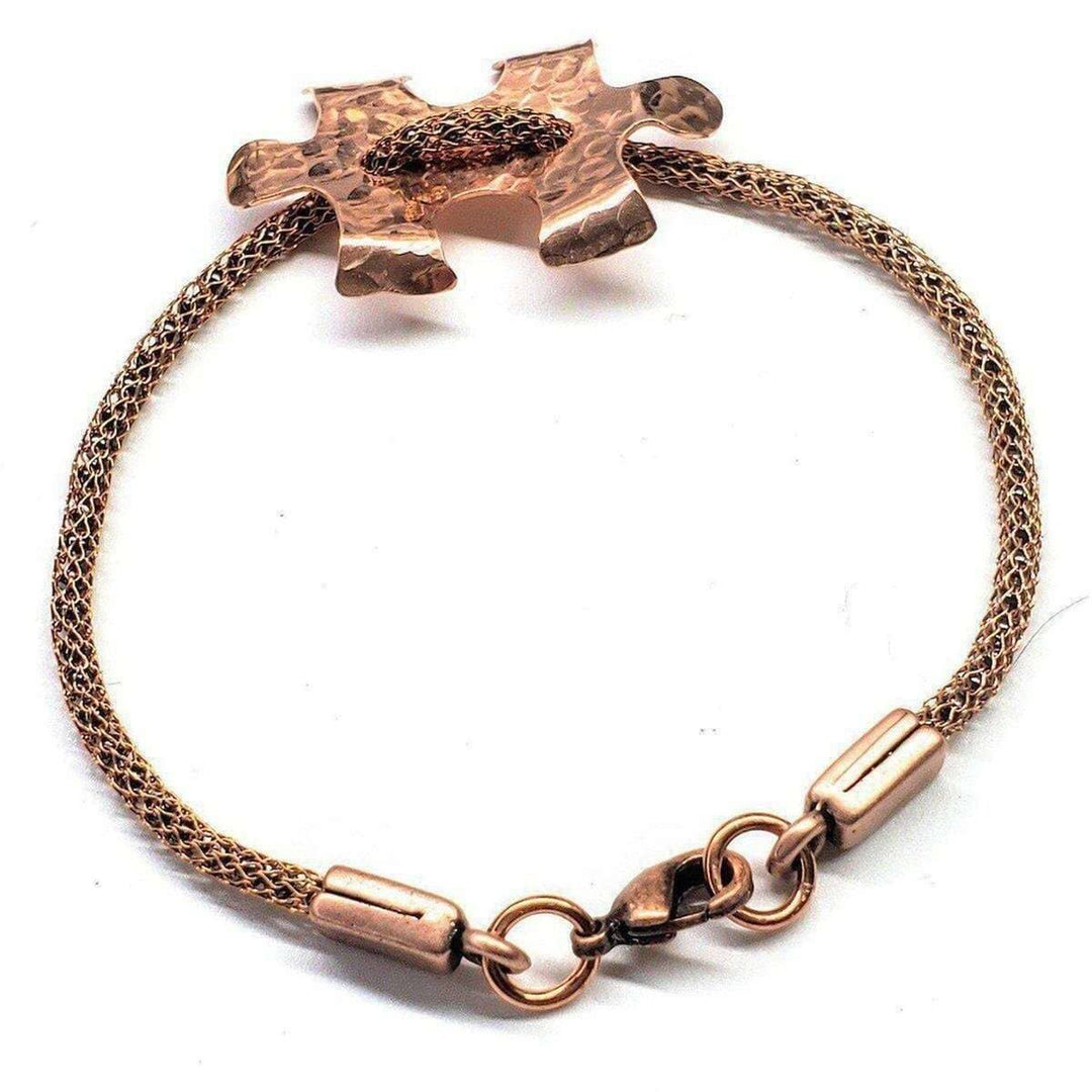 Copper Puzzle Piece Button Viking Knit Autism Awareness Bracelet Alexa Martha Designs