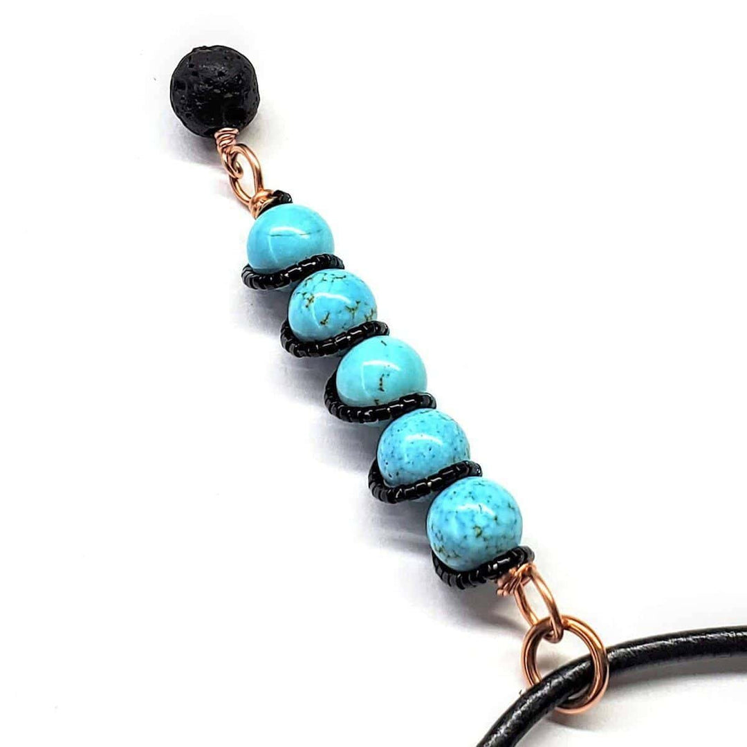 AMD1223Turquoise Copper Spiral Pendant With Lava Rock Bead CharmJewelryNecklace$ 45.00Alexa Martha Designs
