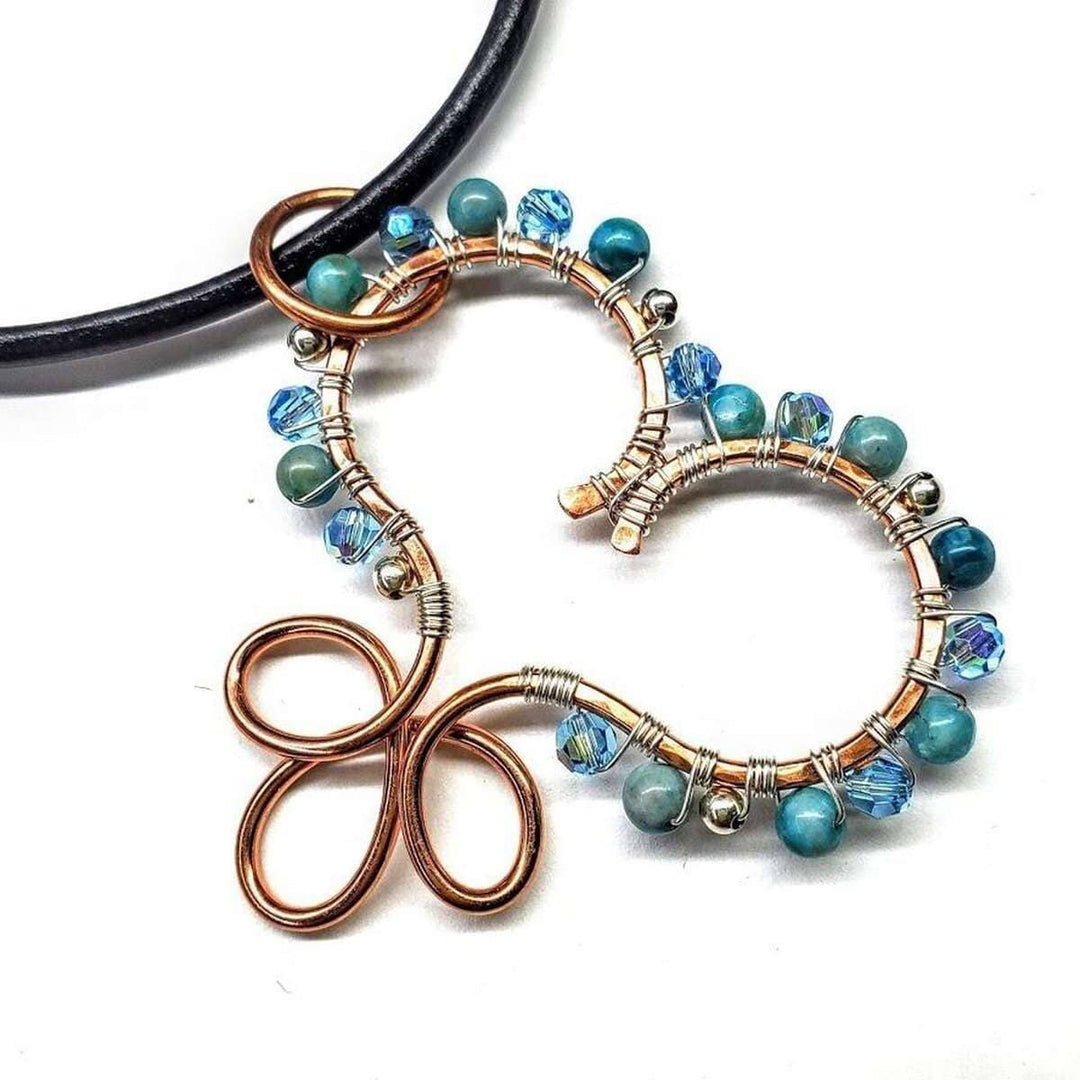 Copper Turquoise Wire Sculpted Heart Necklace Alexa Martha Designs