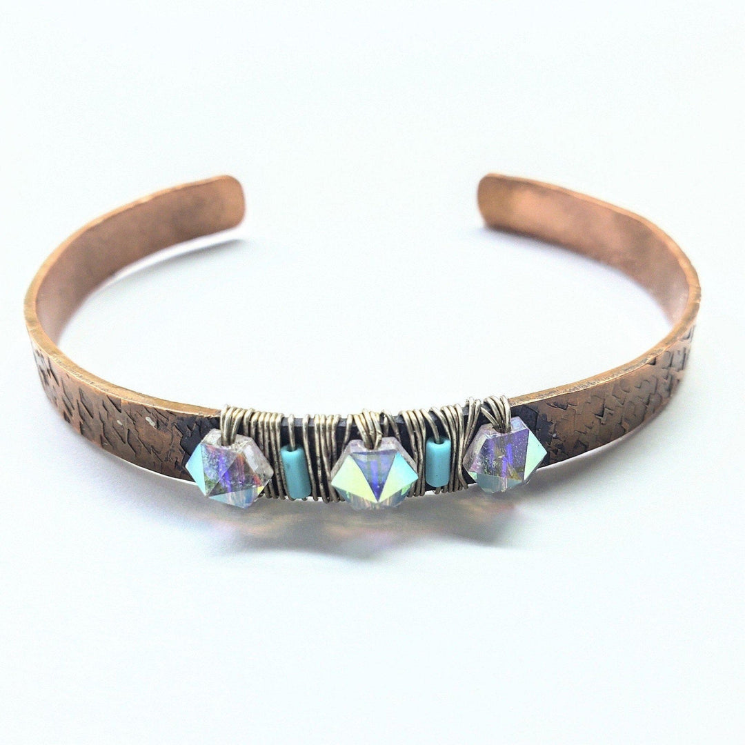 Crystal Spike Bead Copper Cuff -  - Alexa Martha Designs   