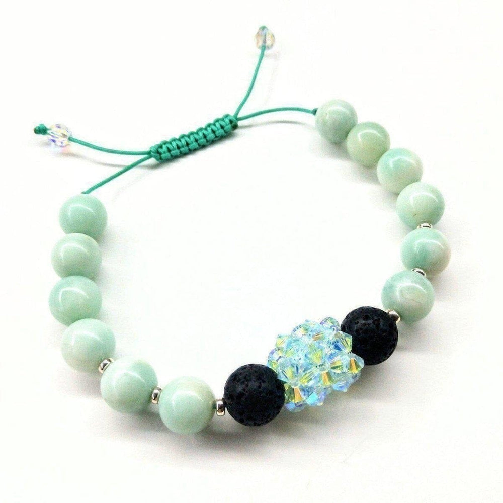 Glamorous Mint Green Amazonite Gemstone Crystal Lava Rock Bracelet Alexa Martha Designs