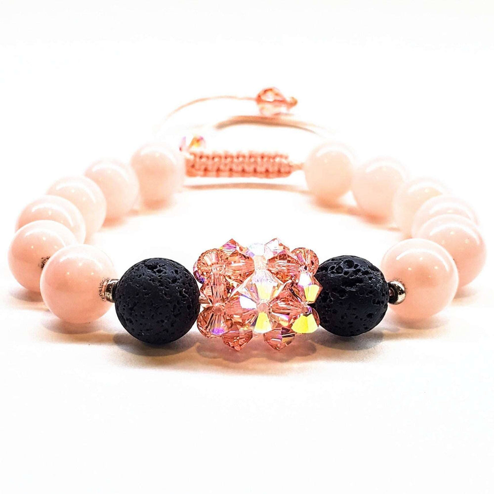 Glamorous Peach Corral Jade Gemstone Crystal Lava Rock Bracelet Alexa Martha Designs
