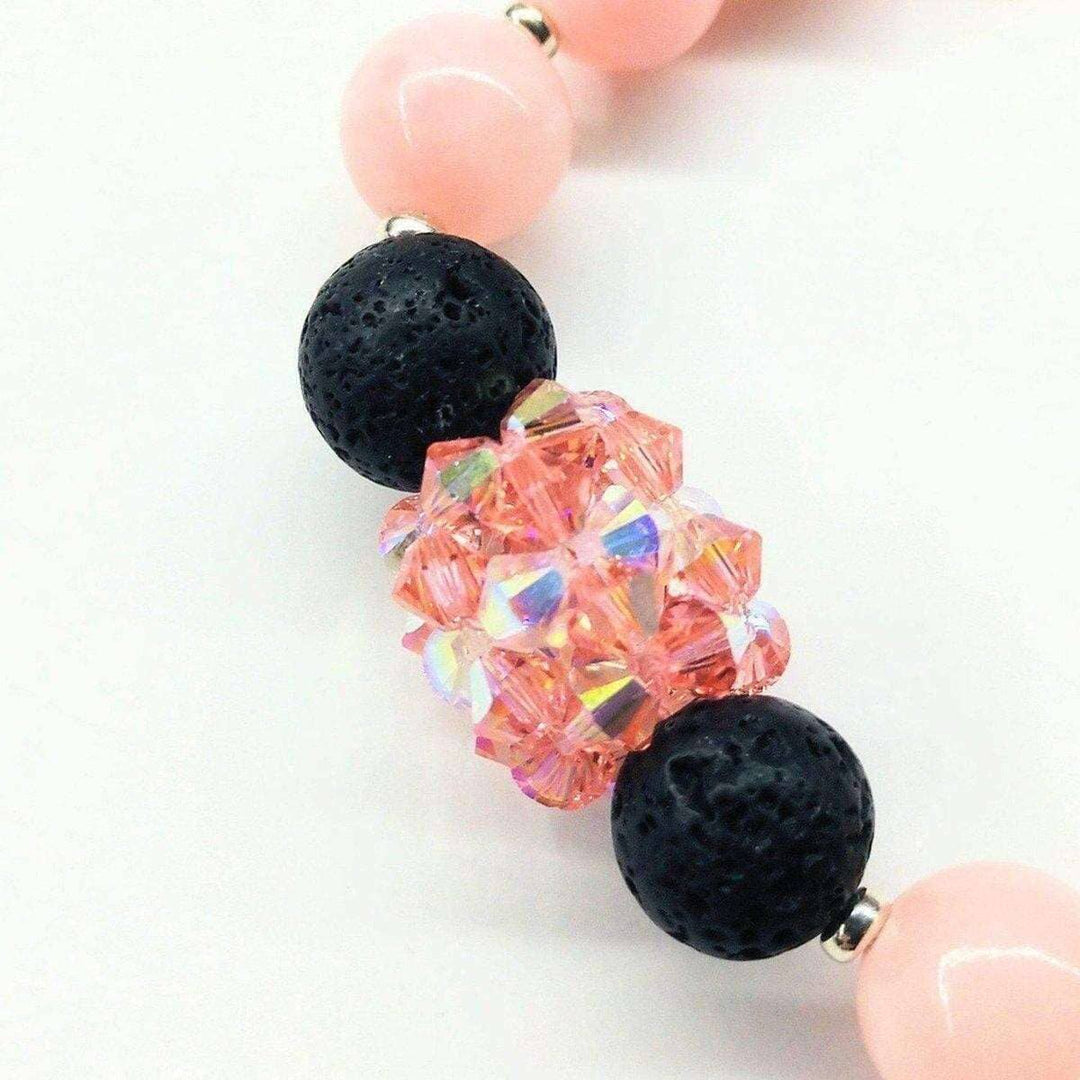 Glamorous Peach Corral Jade Gemstone Crystal Lava Rock Bracelet - Bracelet - Alexa Martha Designs   