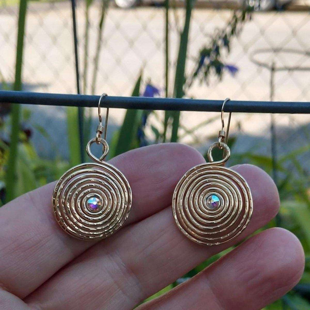 Gold Filled 14CT Crystal Spiral Earrings Alexa Martha Designs