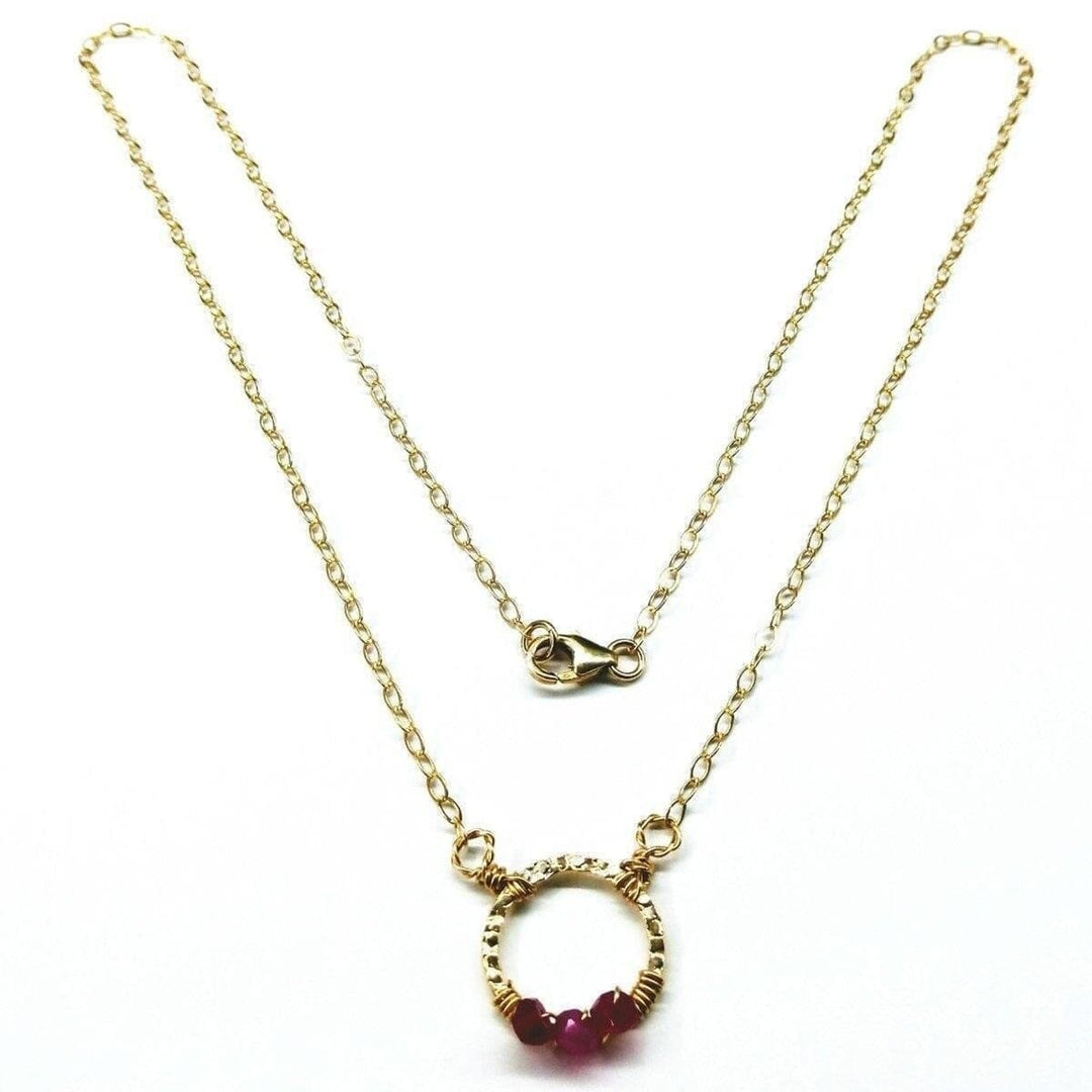AMD107714 KT Gold Filled Hammered Hot Pink Chalcedony Circle Necklace JewelryNecklace$ 67.00Alexa Martha Designs
