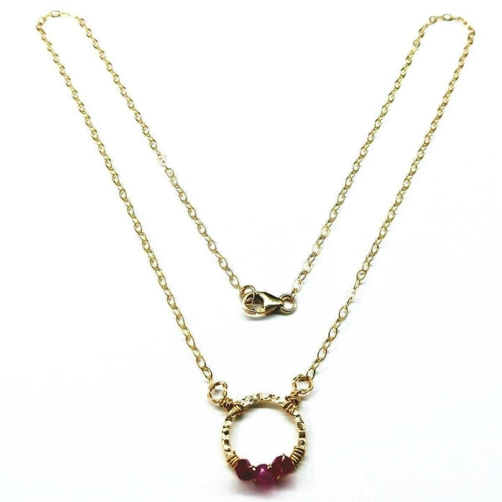 AMD107714 KT Gold Filled Hammered Hot Pink Chalcedony Circle Necklace JewelryNecklace$ 67.00Alexa Martha Designs