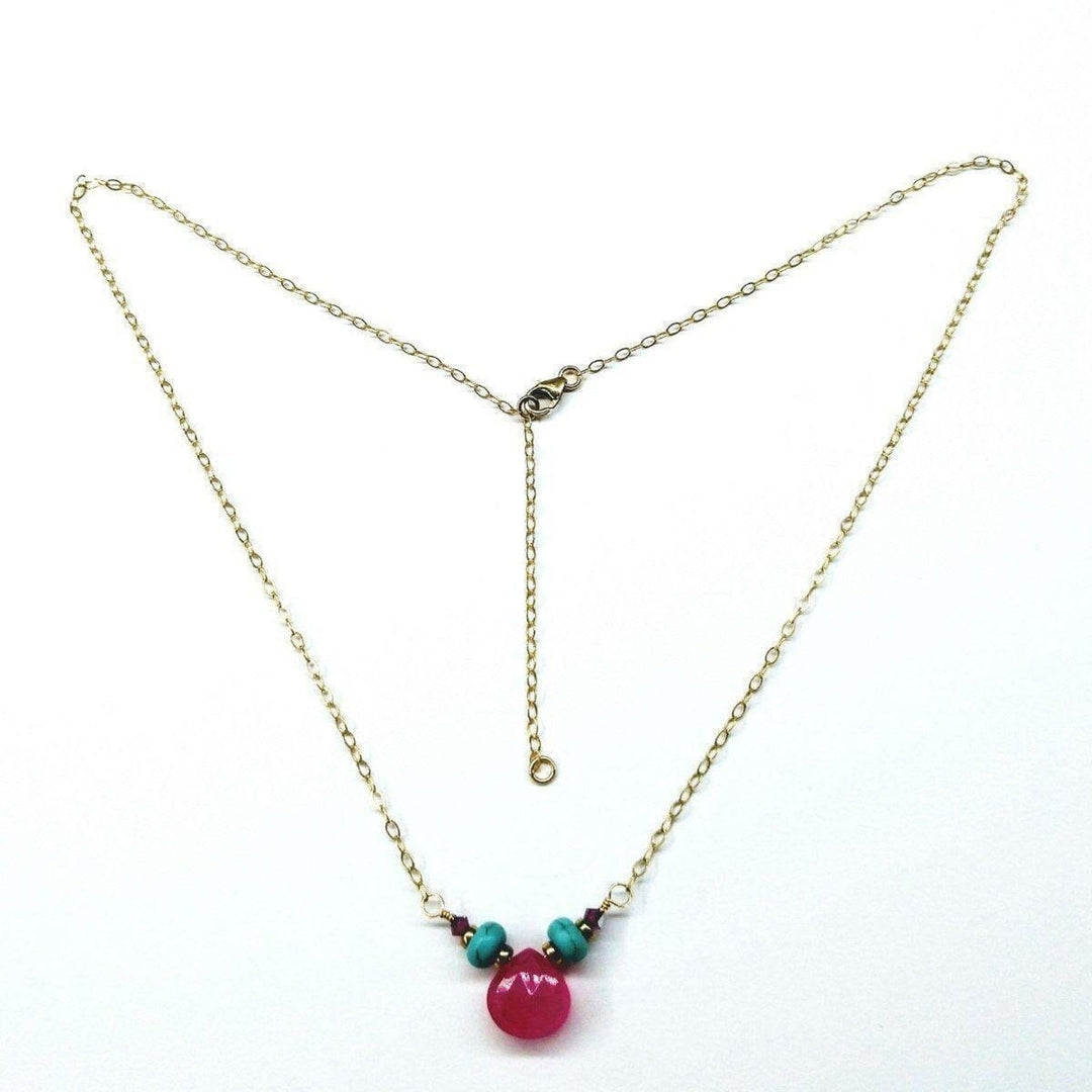 AMD111914KT Gold Filled Pink Chalcedony and Turquoise Gemstone Necklace JewelryNecklace$ 59.00Alexa Martha Designs
