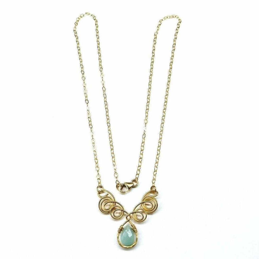 AMD1052Gold Filled Wire Sculpted Mint Gemstone Drop Necklace JewelryNecklace$ 92.00Alexa Martha Designs