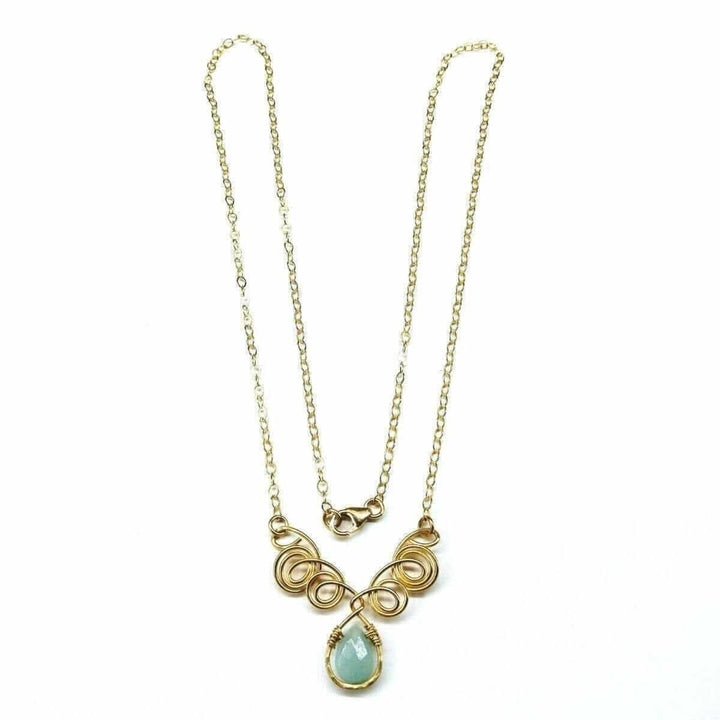 AMD1052Gold Filled Wire Sculpted Mint Gemstone Drop Necklace JewelryNecklace$ 92.00Alexa Martha Designs