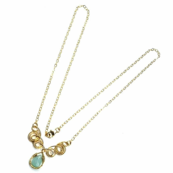 AMD1052Gold Filled Wire Sculpted Mint Gemstone Drop Necklace JewelryNecklace$ 92.00Alexa Martha Designs