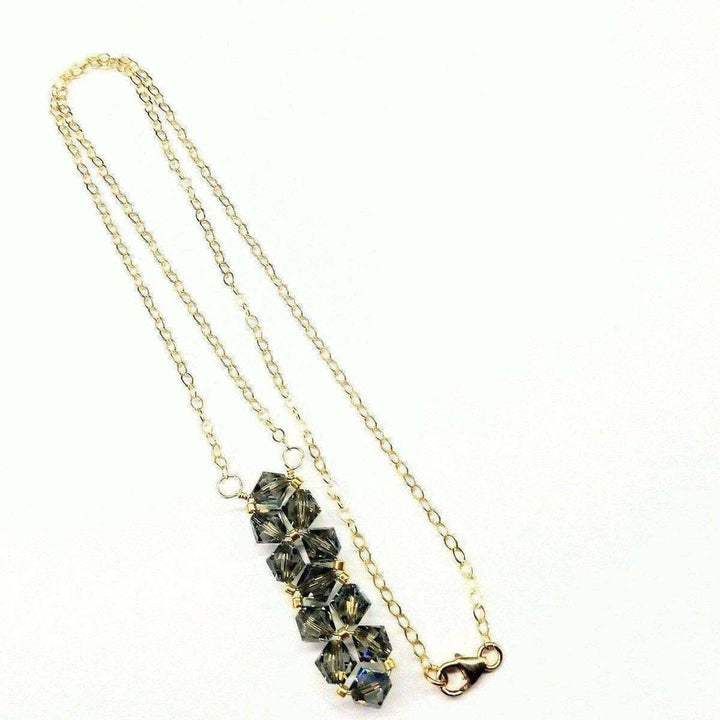 Gold Wire Bead-Woven Rock Candy Crystal Bar Necklace - Necklace - Alexa Martha Designs   