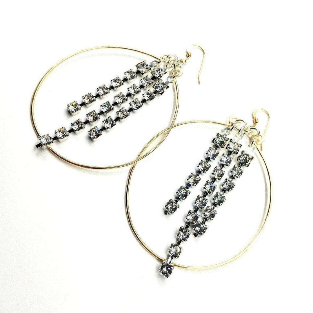 AMD1021 Gold Oval Hoop Crystal Chain Earrings Alexa MarthaJewelryEarrings$ 85.00Alexa Martha Designs