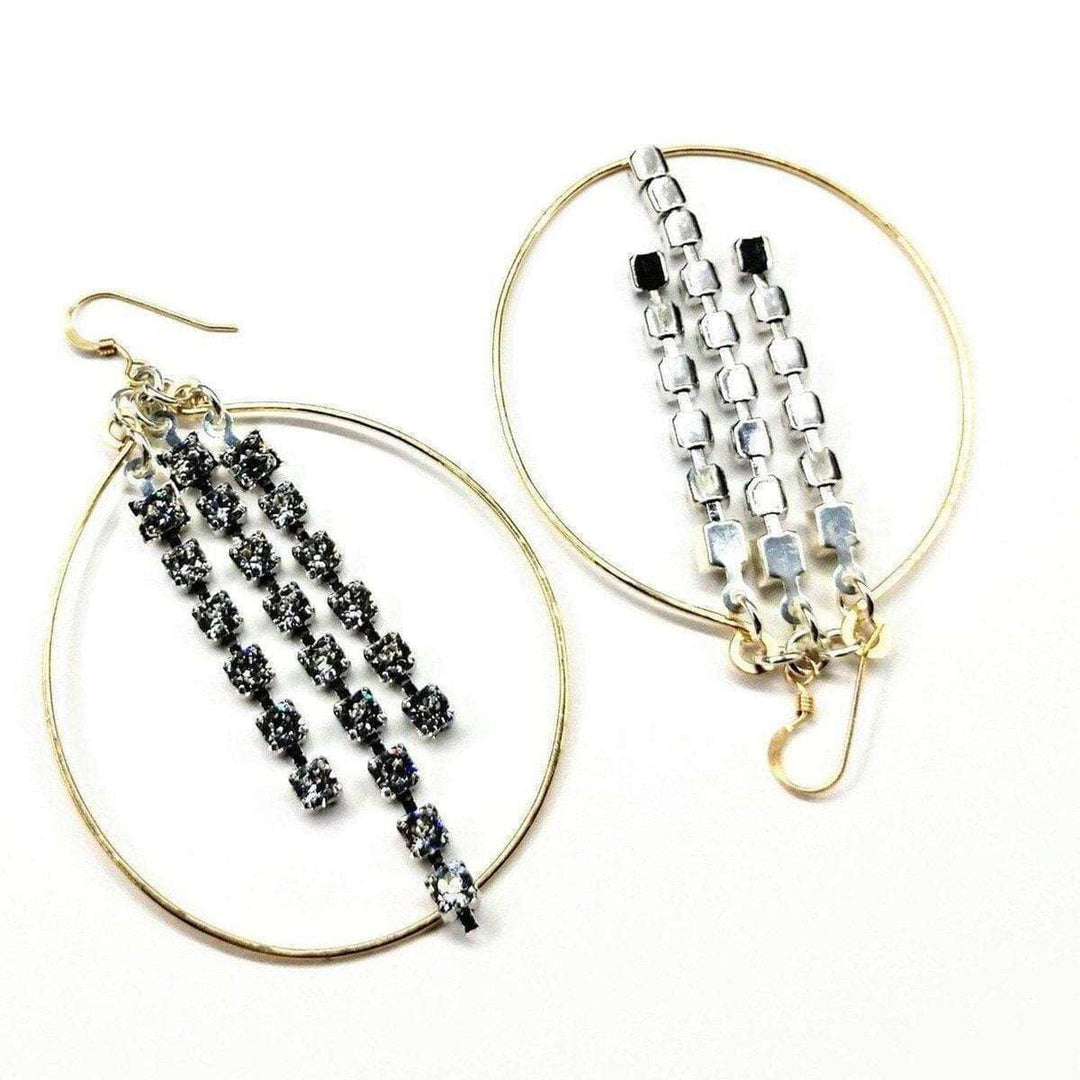 AMD1021 Gold Oval Hoop Crystal Chain Earrings Alexa MarthaJewelryEarrings$ 85.00Alexa Martha Designs