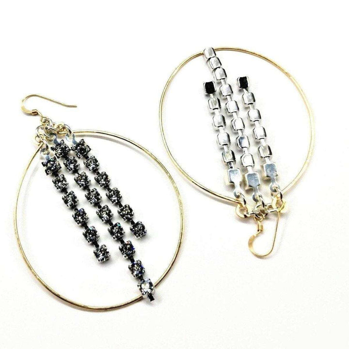 AMD1021 Gold Oval Hoop Crystal Chain Earrings Alexa MarthaJewelryEarrings$ 85.00Alexa Martha Designs