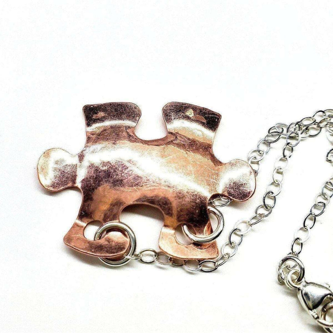 Handcrafted Autism Awareness Copper Puzzle Piece Necklace - Necklace - Alexa Martha Designs   