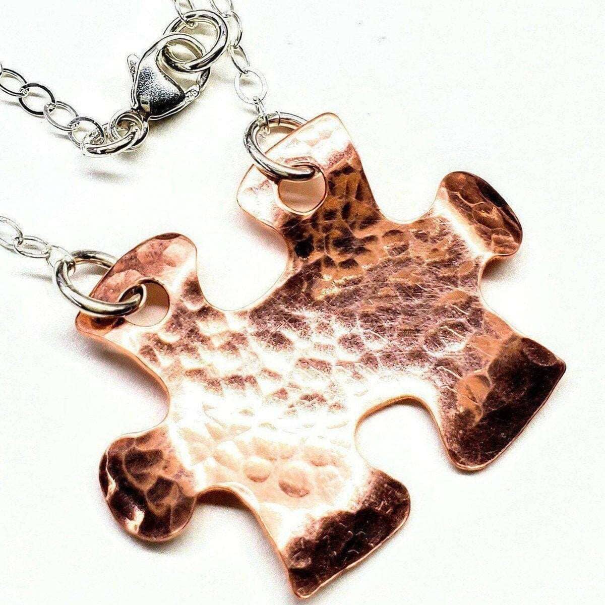 I Love You To Pieces Autism Puzzle Piece Necklace with Small Heart -  American Made Pewter Necklaces from Chubby Chico Charms