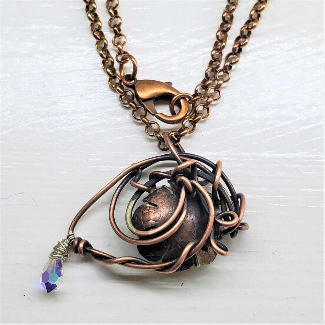 AMD1258Handmade Copper Eye Necklace Green Swarovski Wire ArtJewelryNecklace$ 135.00Alexa Martha Designs