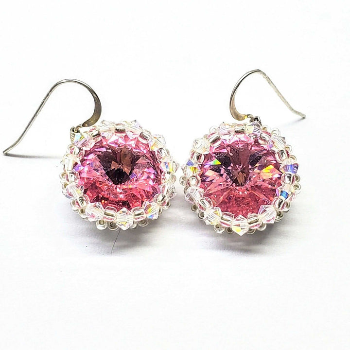 AMD1112Pink Crystal Halo Earrings | Beaded Swarovski Rivoli HandmadeJewelryEarrings$ 50.00Alexa Martha Designs