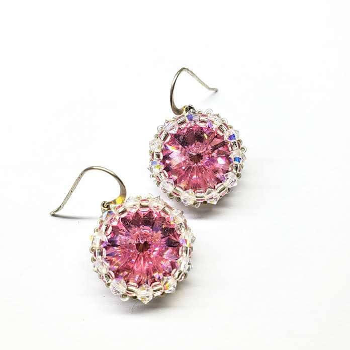 AMD1112Pink Crystal Halo Earrings | Beaded Swarovski Rivoli HandmadeJewelryEarrings$ 50.00Alexa Martha Designs