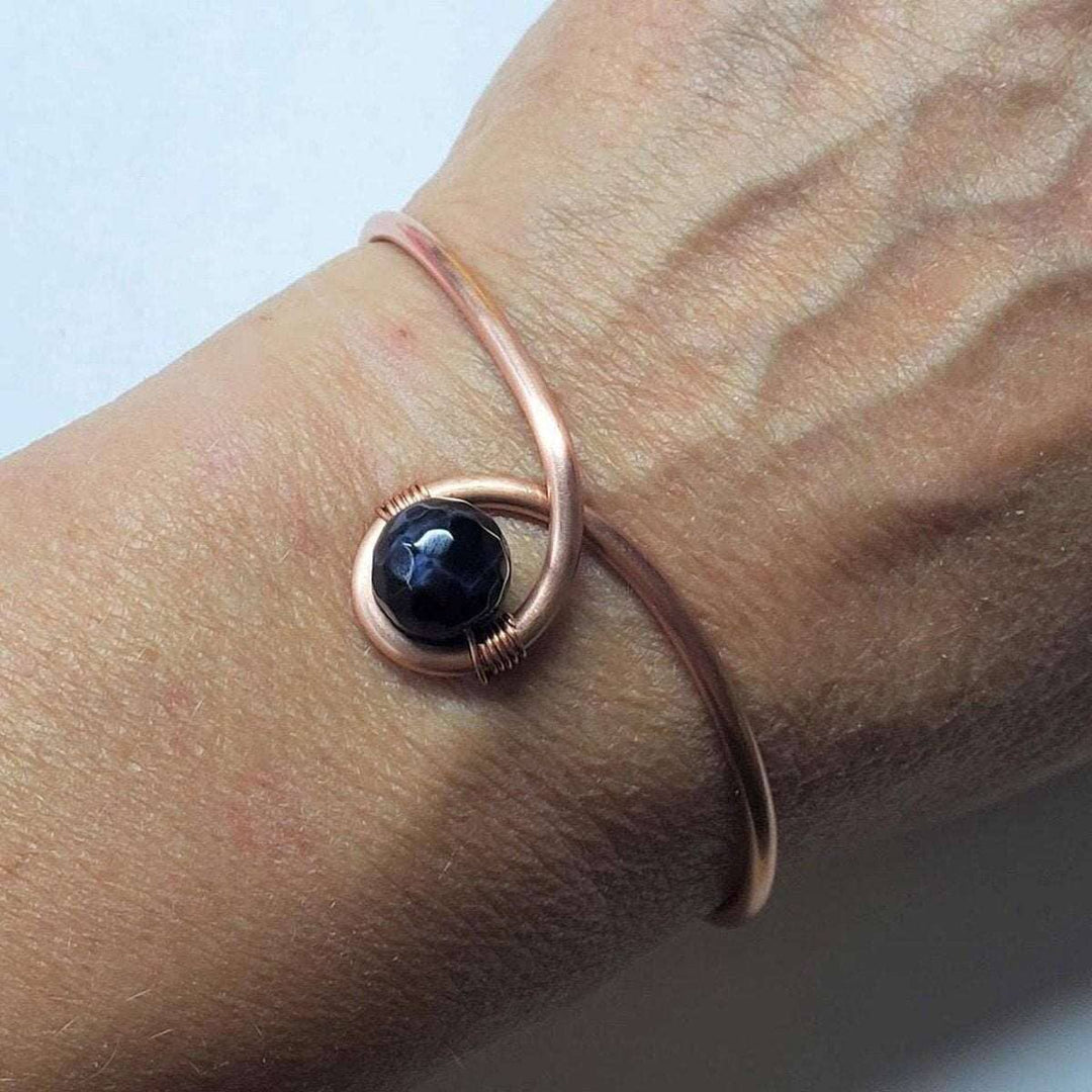 AMD1224Child Abuse Awareness Copper Bangle | Blue Agate Teardrop DesignJewelryBracelet$ 33.00Alexa Martha Designs