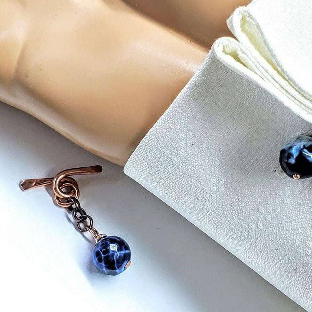 AMD1227Copper Child Abuse Awareness Cufflinks - Agate & Hammered ChainJewelryCufflinks$ 29.00Alexa Martha Designs