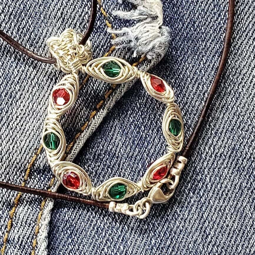 AMD1155Christmas Holiday Wreath Necklace Wire Wrapped CrystalsJewelryNecklaces$ 69.00Alexa Martha Designs