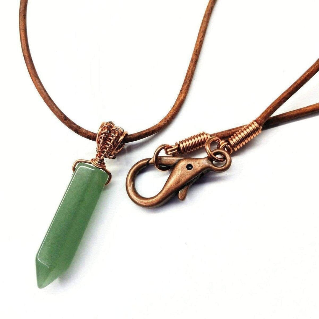 AMD1053-3Handmade Gemstone Leather Necklace Men's Pointed GemstoneJewelryNecklace$ 43.00Alexa Martha Designs