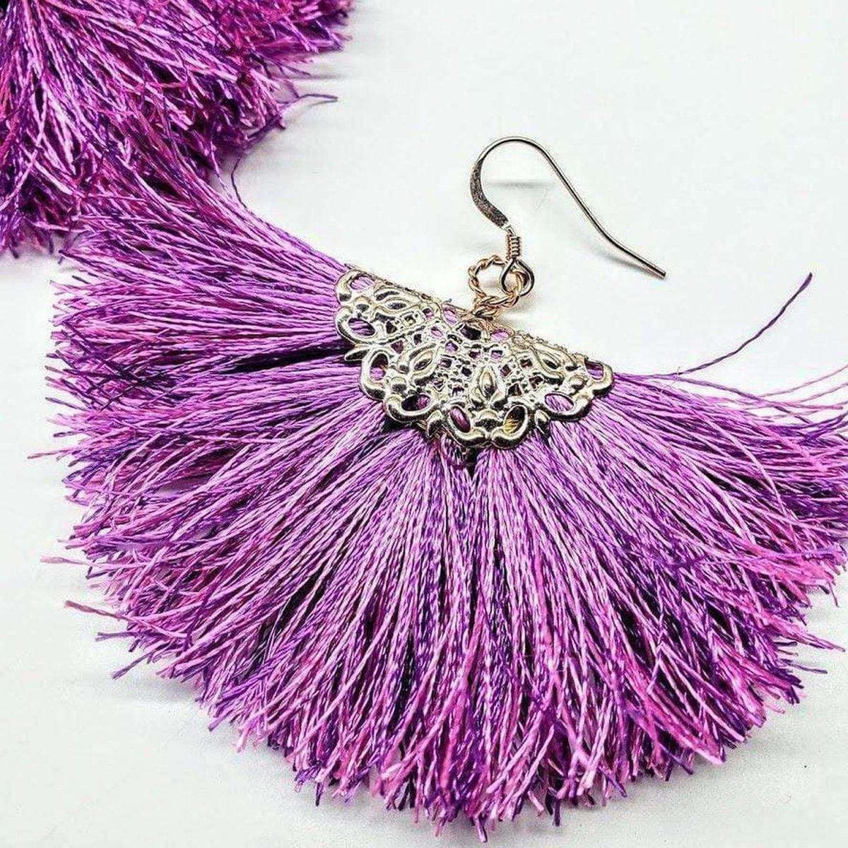 big Bali silk thread earrings, - Scoop My Art