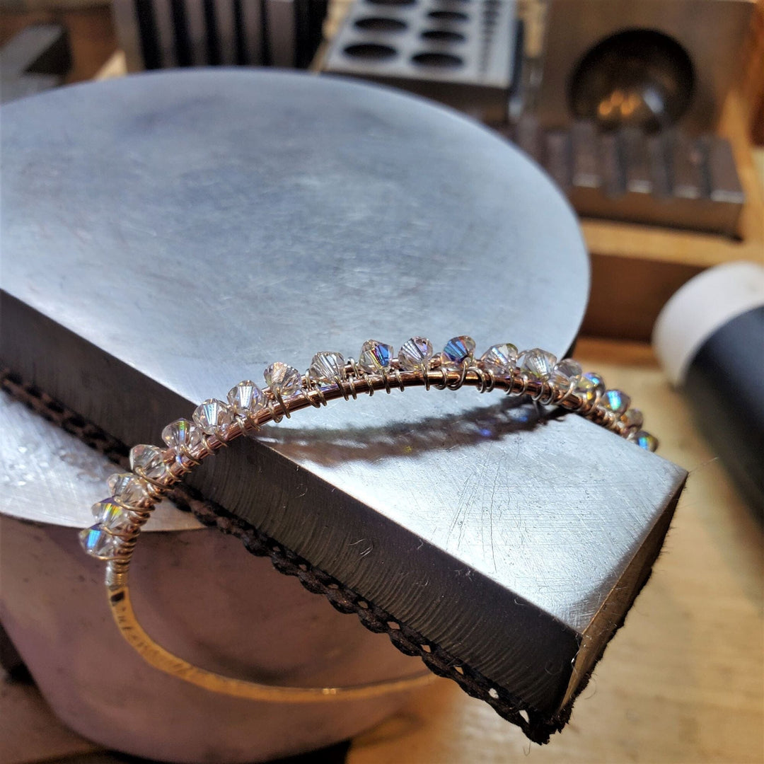 AMD1235Handmade Two Metal Bangle - Silver Copper Swarovski CrystalJewelryBracelet$ 114.00Alexa Martha Designs